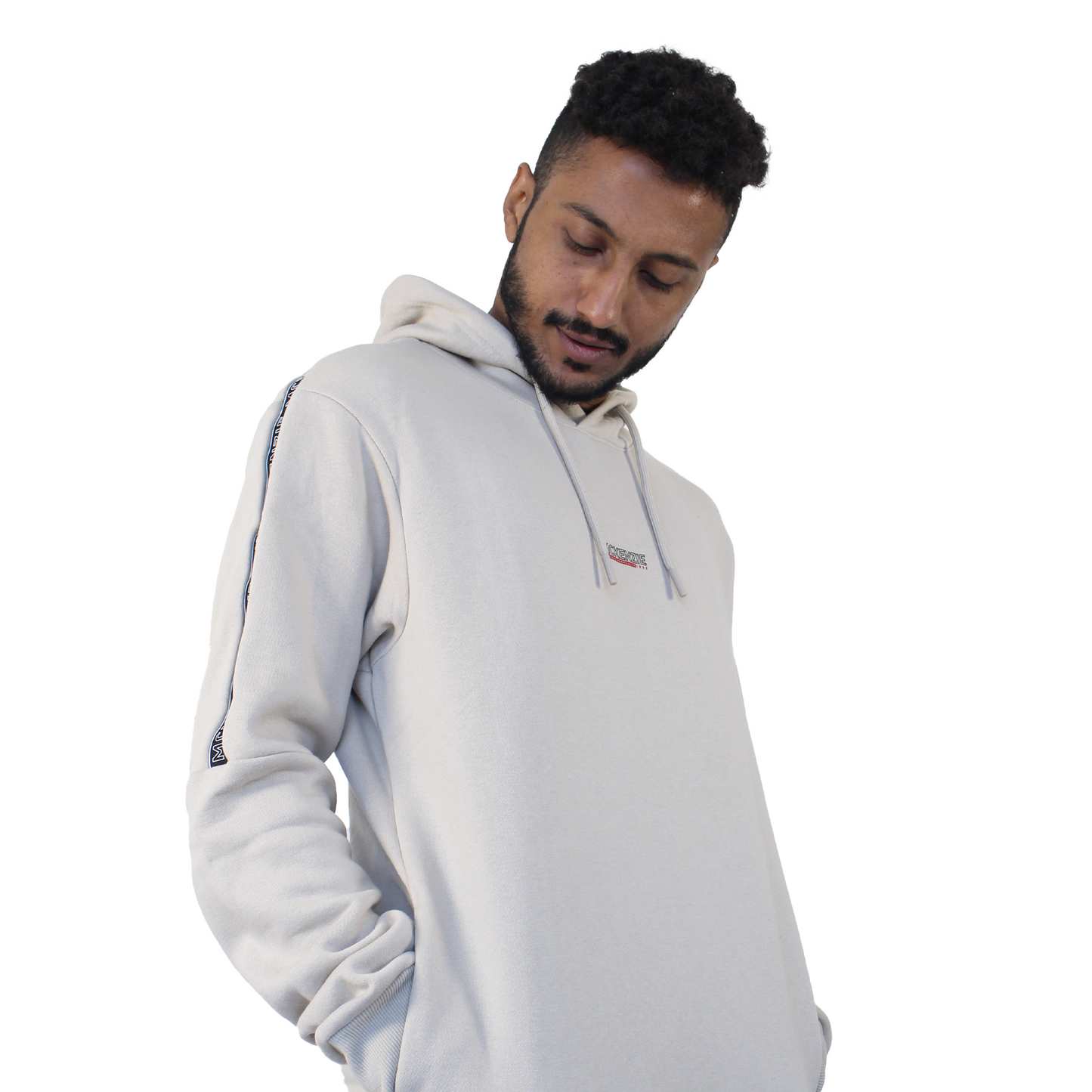 Beige Pullover Tape Hoodie