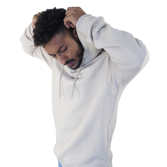 Beige Pullover Tape Hoodie