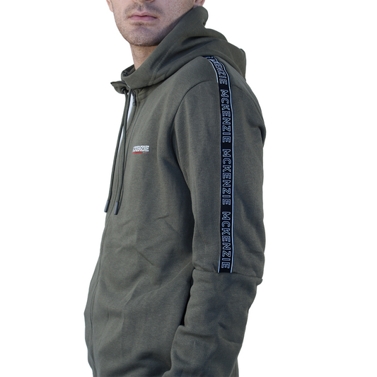 Dark Green Tape Zipper Hoodie