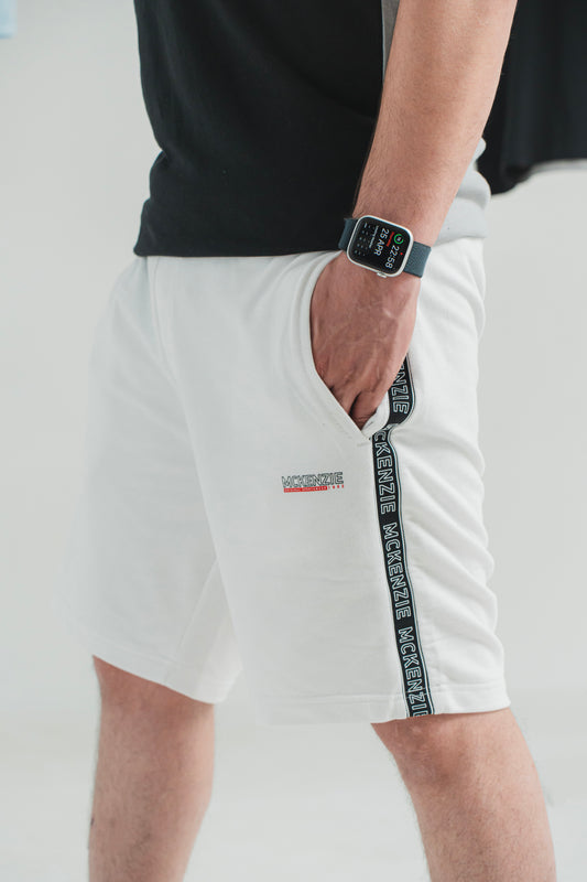 White with Black Tape Shorts